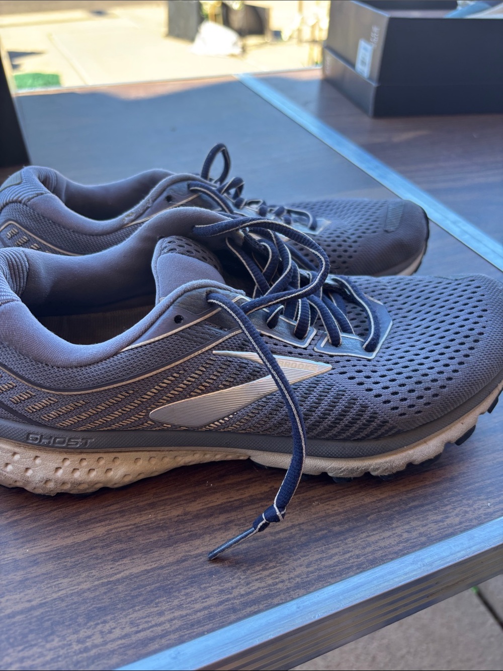 Brooks Men's Neutral Gray/Blue Athletic Running Shoes